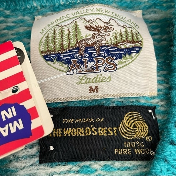 Vintage ALPS Fair Isle Wool button down sweater dead stock medium - Picture 9 of 9